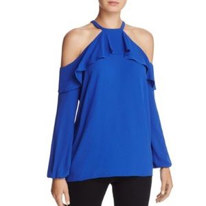 Michael Kors Cold Shoulder Flounce top-BABY BLUE